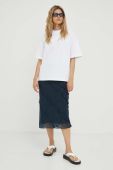 Спідниця Samsoe Samsoe колір синій midi пряма