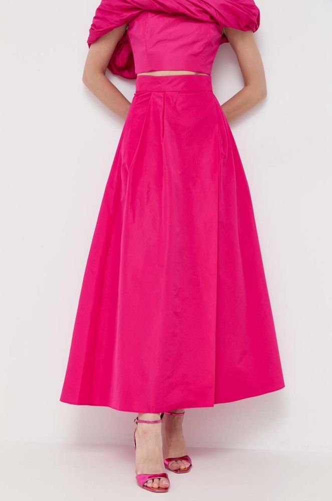 Спідниця Pinko колір рожевий maxi розкльошена