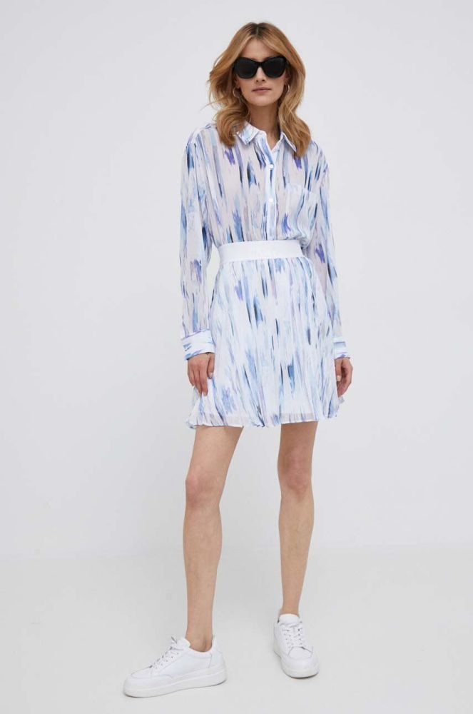 Спідниця Dkny mini розкльошена колір блакитний