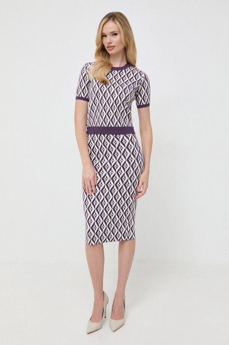 Спідниця Elisabetta Franchi колір фіолетовий midi олівець