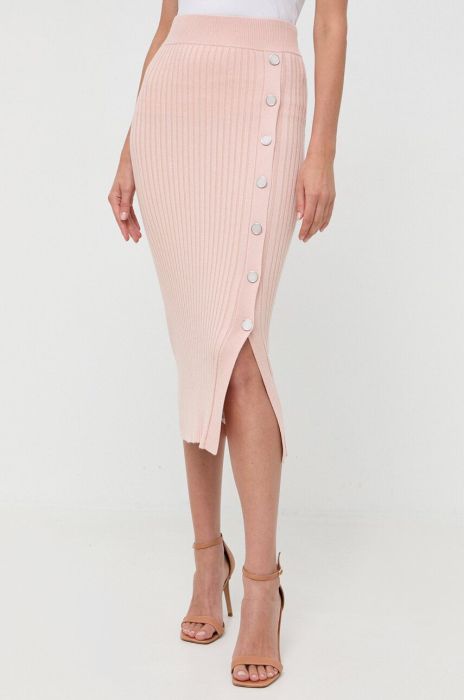 Спідниця Guess колір рожевий midi олівець