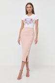 Спідниця Guess колір рожевий midi олівець