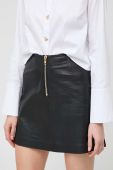 Шкіряна спідниця Notes du Nord колір чорний mini розкльошена