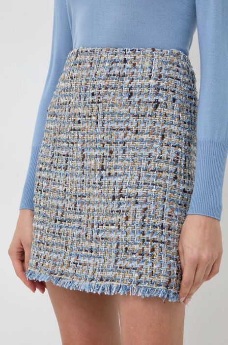 Спідниця з домішкою вовни Luisa Spagnoli mini розкльошена колір блакитний