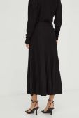 Вовняна спідниця BA&SH колір чорний midi розкльошена