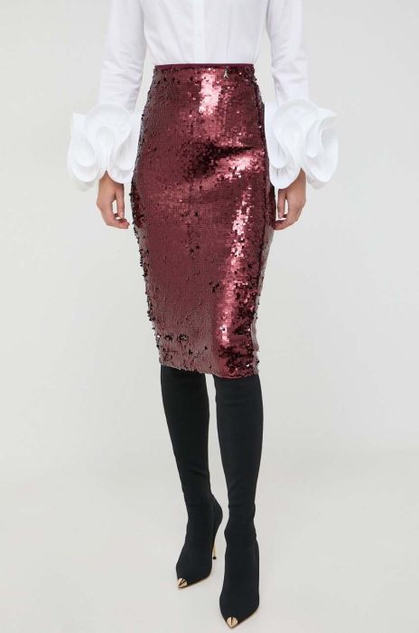 Спідниця Patrizia Pepe колір бордовий midi олівець
