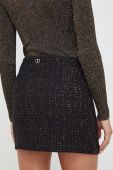 Спідниця з домішкою вовни Twinset колір чорний mini пряма
