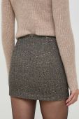 Спідниця з домішкою вовни Twinset колір коричневий mini пряма
