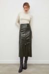 Шкіряна спідниця Gestuz колір зелений maxi олівець