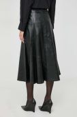 Шкіряна спідниця Ivy Oak колір чорний midi розкльошена