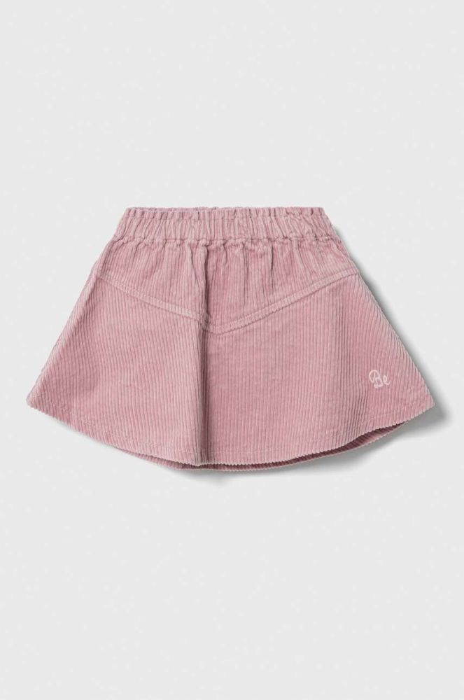 Дитяча вельветова спідниця United Colors of Benetton колір рожевий mini розкльошена