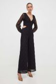 Комбінезон Guess колір чорний мереживо декольте трикутник