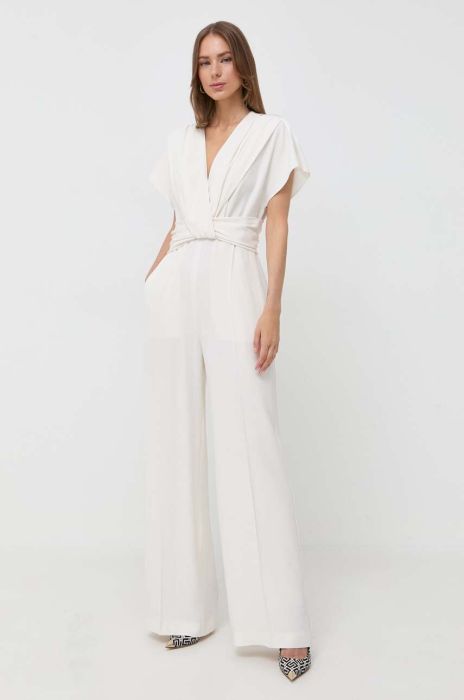 Комбінезон BOSS колір бежевий декольте трикутник