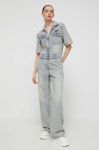 Джинсовий комбінезон Guess Originals з коміром колір блакитний