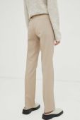 Штани Bruuns Bazaar жіночі колір бежевий пряме висока посадка (3299437)