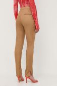 Штани BOSS жіночі колір бежевий пряме висока посадка (3375299)