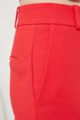 Штани HUGO жіночі колір червоний кльош висока посадка