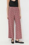 Шовкові штани Weekend Max Mara пряме висока посадка колір барвистий