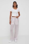 Штани Pepe Jeans жіночі колір білий пряме висока посадка