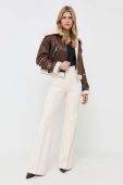 Штани Elisabetta Franchi жіночі колір бежевий широке висока посадка