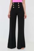 Штани Elisabetta Franchi жіночі колір чорний кльош висока посадка (3451048)