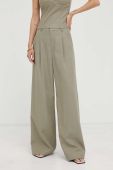 Штани Gestuz жіночі колір зелений широке висока посадка (3348837)
