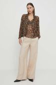 Штани Lovechild жіночі колір бежевий широке висока посадка (3379635)