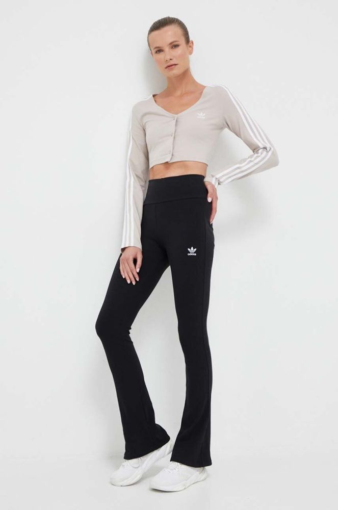 Штани adidas Originals жіночі колір чорний кльош висока посадка