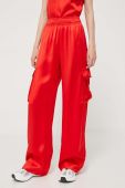 Штани Stine Goya жіночі колір червоний широке висока посадка