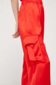 Штани Stine Goya жіночі колір червоний широке висока посадка