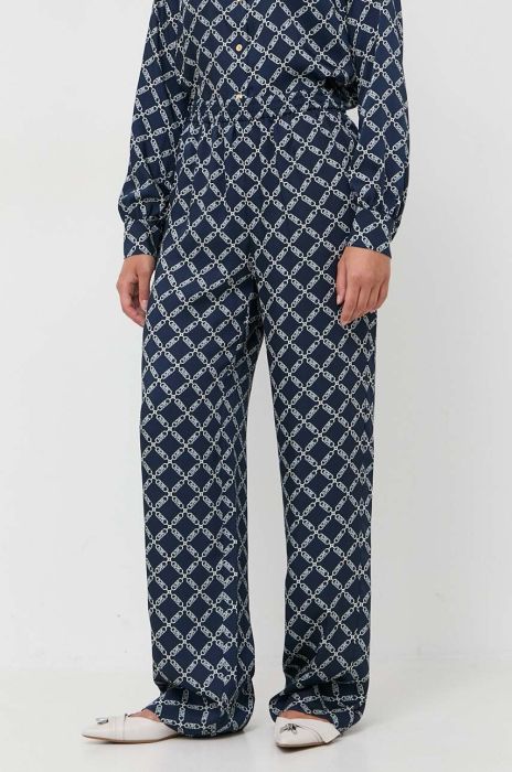 Штани MICHAEL Michael Kors жіночі колір синій широке висока посадка (3547411)