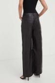 Шкіряні штани Samsoe Samsoe жіночі колір чорний широке висока посадка