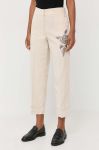 Штани Twinset жіночі колір бежевий пряме висока посадка (3538443)