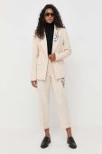 Штани Twinset жіночі колір бежевий пряме висока посадка (3538443)