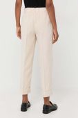 Штани Twinset жіночі колір бежевий пряме висока посадка (3538443)