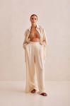 Штани Praia Beachwear COMO жіночі колір бежевий широке висока посадка