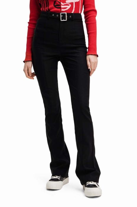 Штани Desigual жіночі колір чорний широке середня посадка