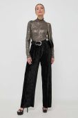 Штани Guess жіночі колір чорний широке висока посадка (3622150)