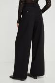 Штани Notes du Nord жіночі колір чорний широке висока посадка (3547420)