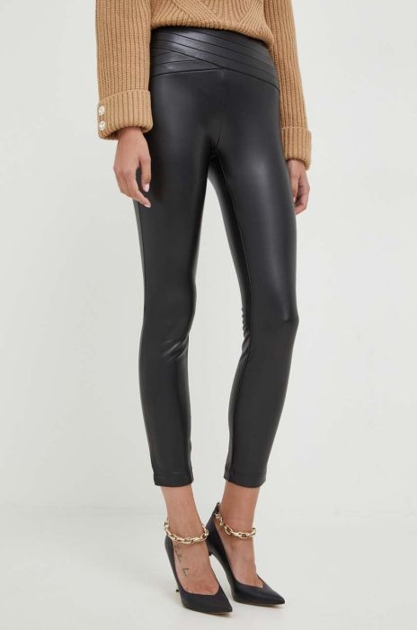 Штани Guess жіночі колір чорний облягаюче висока посадка (3598477)