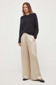 Штани Max Mara Leisure жіночі колір бежевий широке висока посадка