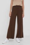 Штани з домішкою вовни United Colors of Benetton колір коричневий широке висока посадка