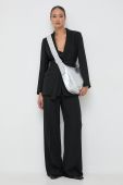 Штани BOSS Timoa жіночі колір чорний широкі висока посадка