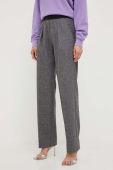 Штани з домішкою вовни Pinko колір сірий пряме висока посадка (3443083)