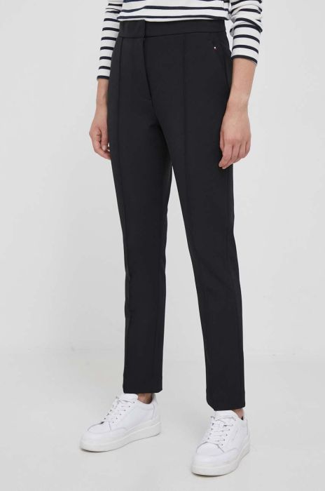 Штани Tommy Hilfiger жіночі колір чорний облягаюче висока посадка (3534339)