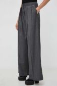 Штани Twinset жіночі колір сірий широке висока посадка