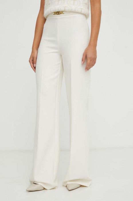 Штани Twinset жіночі колір бежевий широке висока посадка