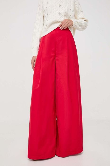 Штани Twinset жіночі колір червоний широке висока посадка