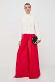 Штани Twinset жіночі колір червоний широке висока посадка