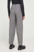 Штани з домішкою вовни Iceberg колір сірий широке висока посадка
